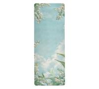 Esterilla de yoga caliente de acuarela Lily Of The Valley antideslizante para gimnasio impresa, antideslizante, toalla de yoga caliente antideslizante con bolsa de transporte para ejercicio de 71 x 26