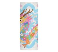 Esterilla de yoga con diseño de dragón amarillo con bolsa de transporte para pilates, antideslizante, toalla mate de yoga y tapete de bolsa para ejercicio, 180 x 66 cm