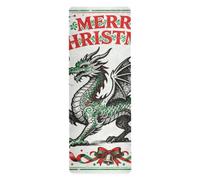 Esterilla de yoga con diseño de dragón verde Feliz Navidad de 1 mm para ejercicio impreso, antideslizante, toalla de yoga antideslizante con bolsas de 71 x 26 pulgadas