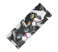 Esterilla de yoga con diseño de gatos cómics, color blanco y negro, con funda de 1 mm de grosor, antideslizante, para gimnasio en casa, tapete de almacenamiento para ejercicio, 180 x 66 cm