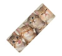 Esterilla de yoga con estampado de gatos lindos marrones con bolsa de transporte de 1 mm de grosor para mujer, antideslizante, con cubierta de esterilla de yoga para ejercicio, 180 x 66 cm