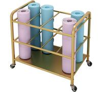 Esterilla de yoga con ruedas que ahorra espacio para esterillas de yoga, rodillos de espuma y bloque, accesorio perfecto para el gimnasio en casa para entusiastas del fitness