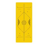 Esterilla de yoga de goma, antideslizante, con líneas de guía de postura, gruesa y reductora de ruido (amarillo)