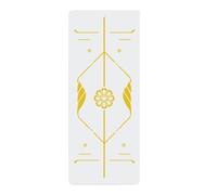 Esterilla de yoga de goma, antideslizante, con líneas de guía de postura, gruesa y reductora de ruido (blanco)