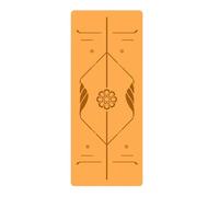 Esterilla de yoga de goma, antideslizante, con líneas guía de postura, gruesa y reductora de ruido (naranja)