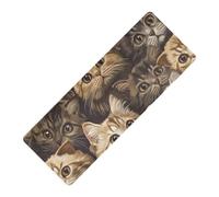 Esterilla de yoga de goma natural antideslizante con diseño de gatos escoceses estilo kawaii, grosor de 1 mm con funda para bolsa de yoga, tapete para ejercicio de 71 x 26 pulgadas, para yoga caliente