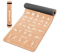 Esterilla de yoga/ejercicio OUTDOUSE - 70 posturas de yoga impresas, material TPE antideslizante, para gimnasia, pilates, esterilla de fitness para hombre y mujer, caqui y negro, 181 x 63 x 0,6 cm