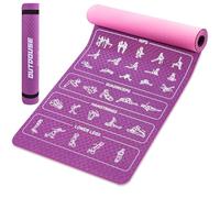 Esterilla de yoga ejercicio OUTDOUSE-70 posturas de yoga impresas, material TPE antideslizante, para gimnasia, pilates, esterilla de fitness para hombre y mujer, rosa-morado,183x61x0,6 cm