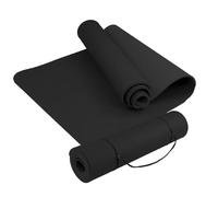 Esterilla de yoga para gimnasio, pilates, 183 x 61 x 0,6 cm, superficie antideslizante, alfombra de TPE ecológica de gimnasia aeróbica, color negro