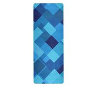 Esterilla de yoga plegable de color verde azulado azul real para viajes en casa gimnasio impresa, antideslizante, toalla antideslizante de yoga con bolsa de transporte para ejercicio de 71 x 26