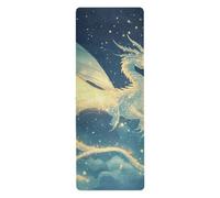 Esterilla estética de yoga y pilates con diseño de dragón dorado para el hogar, antideslizante, toalla de yoga caliente con bolsa para llevar tapete para ejercicio de 71 x 26 pulgadas