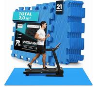 Esterilla Fitness EVA【Set de 21 Piezas】 Suelo Gimnasio Colchoneta Gimnasia Alfombra Antideslizante Tatami Alfombrilla Puzzle Cinta de Correr Gym, Protector de Suelo Workout Garaje y Piscina - Azul