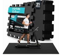 Esterilla Fitness EVA【Set de 21 Piezas】 Suelo Gimnasio Colchoneta Gimnasia Alfombra Antideslizante Tatami Alfombrilla Puzzle Cinta de Correr Gym, Protector de Suelo Workout Garaje y Piscina - Negro