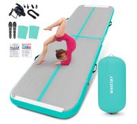 Esterilla hinchable de 3 m, con rodillo de aire de 100 x 60 cm, 10 cm de alto, con bomba de aire, esterilla de gimnasia con rueda de aire para el hogar, al aire libre, fitness, yoga, entrenamiento