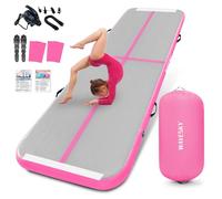 Esterilla hinchable de 3 m, con rodillo de aire de 100 x 60 cm, 10 cm de alto, con bomba de aire, esterilla de gimnasia con rueda de aire para el hogar, al aire libre, fitness, yoga, entrenamiento