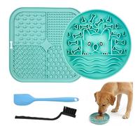 Esterilla para lamer perros, 2 unidades, para perros con espátula y cepillo, cuenco de silicona H y con ventosa inferior, accesorio para perros pequeños y medianos (B)