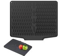 Esterilla para Secar Platos | Alfombrilla De Secado Para Platos Con Base De Drenaje De Cocina,Alfombra de Silicón Antideslizante, Accesorio de Cocina para Escurrir Utensilios Vasos y Vajilla