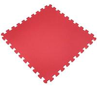 Esterilla Puzle para Suelos de Gimnasio y Fitness | Pack 4 losas de 60x60x1cm, Set de Protección de Goma EspumaAlfombrilla Protectora + Bordes | Colchonetas para Máquinas de Deporte, (Rojo)