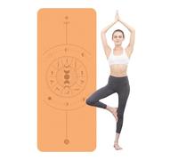 Esterilla Yoga Gruesa con Marcas de AlineacióN, Antideslizante, para Mujeres y Hombres, para Hacer Ejercicio y Hacer Pilates(Orange)