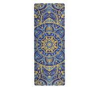 Esterillas de yoga bohemias de mandala azul y amarillo a granel de 1 mm para entrenamientos en el suelo impresas, antideslizante, toalla de yoga antideslizante con bolsa de transporte de 71 x 26