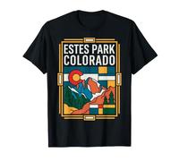 Estes Park Colorado Bandera Montañas Rocosas Arte Retro Camiseta