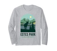 Estes Park Colorado Retro Alce Vida Silvestre Naturaleza Manga Larga