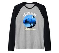 Estes Park Colorado Retro Montaña Lago Senderismo Naturaleza Camiseta Manga Raglan