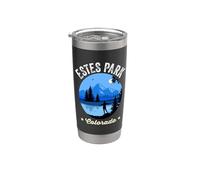 Estes Park Colorado Retro Montaña Lago Senderismo Naturaleza Vaso térmico de acero inoxidable de doble pared
