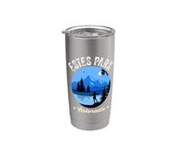 Estes Park Colorado Retro Montaña Lago Senderismo Naturaleza Vaso térmico de acero inoxidable de doble pared