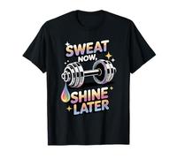 Estética de entrenamiento de gimnasio Sweat Now Shine Later Rainbow Camiseta