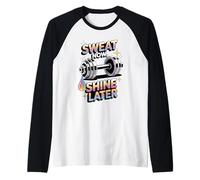 Estética de entrenamiento de gimnasio Sweat Now Shine Later Rainbow Camiseta Manga Raglan