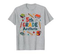 Estética de Quinto Grado en la Nostalgia Escolar de mi Quinto Grado Camiseta, Hombre, Gris Jaspeado, S