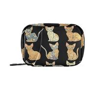 Estética Devon Rex Cats - Bolsa de viaje negra con compartimentos desmontables, práctico organizador de caja de medicina para cartera