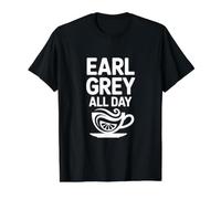 Estética Earl Grey para Todo el día para Amantes del té Camiseta gráfica económica, Hombre, Negro, L