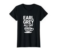 Estética Earl Grey para Todo el día para Amantes del té Camiseta gráfica económica, Mujer, Negro, L