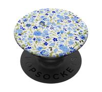 Estética Flor Azul Pequeño Jardín Floral Vintage PopSockets PopGrip Adhesivo