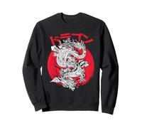 Estética Japonesa Símbolo del Dragón Kanji Japón Rojo Sudadera
