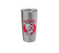 Estética japonesa Símbolo del Dragón Kanji Japón Rojo Vaso térmico de acero inoxidable de doble pared
