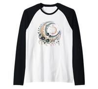 Estética Mística Sol Y Luna Mujer Flores Astrología Camiseta Manga Raglan