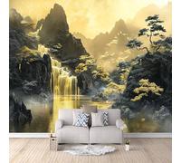 Estética Oriental Papel Pintado Pared Panorámico 300×256cm, Salón Dormitorio Paisaje Natural Paisaje De Montaña Papel pintado tejido no tejido Decoración de Pared decorativos Murales Póster