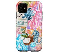 Estética playa caballito de mar tortuga verano preppy teñido anudado floral Carcasa para iPhone 11