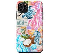 Estética playa caballito de mar tortuga verano preppy teñido anudado floral Carcasa para iPhone 11 Pro Max