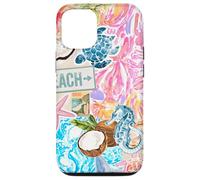 Estética playa caballito de mar tortuga verano preppy teñido anudado floral Carcasa para iPhone 12/12 Pro