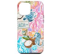 Estética playa caballito de mar tortuga verano preppy teñido anudado floral Carcasa para iPhone 12 Pro Max