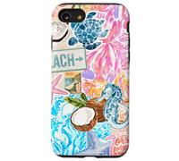 Estética playa caballito de mar tortuga verano preppy teñido anudado floral Carcasa para iPhone SE (2020) / 7 / 8