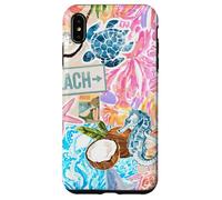 Estética playa caballito de mar tortuga verano preppy teñido anudado floral Carcasa para iPhone XS Max