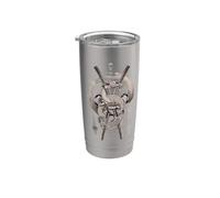Estética samurái dragón japonés en arte Tatuaje retro estilo Vaso térmico de acero inoxidable de doble pared