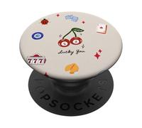 Estética Vintage Y2K Cherry Ball 8 Lucky Girl 777 Lindo PopSockets PopGrip Adhesivo