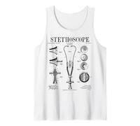 Estetoscopio Old Vintage Patente Dibujo Impresión Doctor Enfermera Camiseta sin Mangas