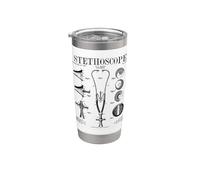 Estetoscopio Old Vintage Patente Dibujo Impresión Doctor Enfermera Vaso térmico de acero inoxidable de doble pared